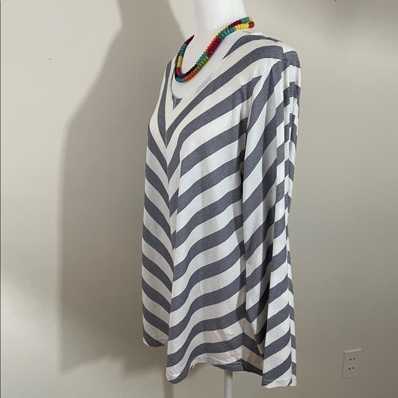 C. J.  Banks sz. 1X knit tunic in blue and white stripe   Long sleeves - Picture 5 of 12